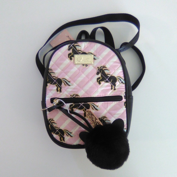 Betsey Johnson Handbags - betsey johnson mini backpack pink black unicorns